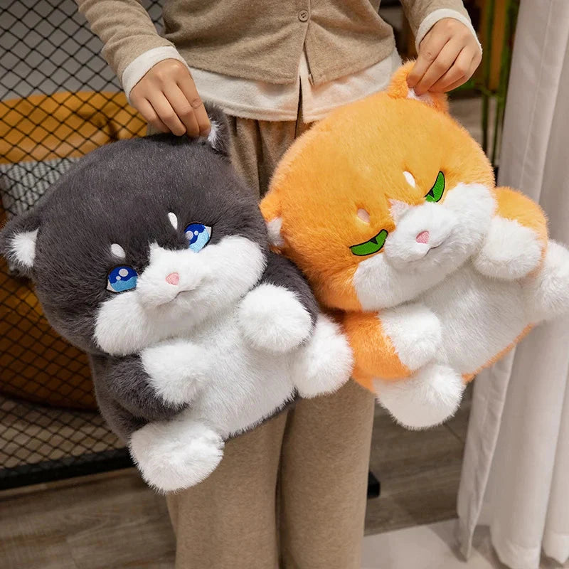 Plüschkatze grau – Süße Pummelige Ingwer Katze Kuscheltier für Kinder